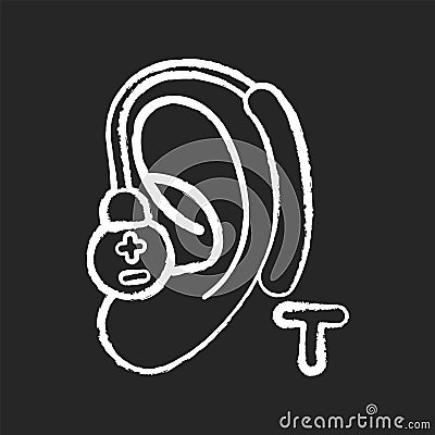 Hearing loop chalk white icon on black background Vector Illustration