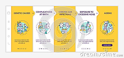 Hearing loss factors onboarding vector template Vector Illustration