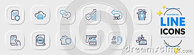Hearing, Robbery and Seo file line icons for web app. Pictogram icon. Vector Vector Illustration