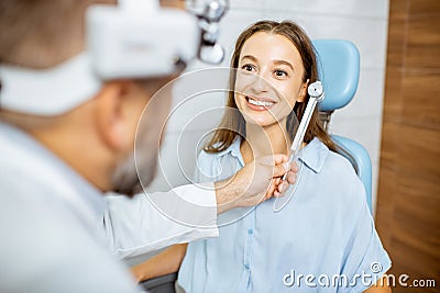 Hearing test with tuning fork Stock Photo