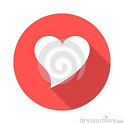 Heart round long shadow icon Vector Illustration