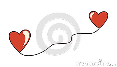 Heart. Abstract love symbol. Geolocation signs and trip plan tracker with heart symbol. Traffic route between two loving people. Vector Illustration