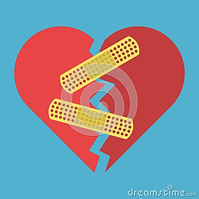 Heart with adhesive plaster Vector Illustration