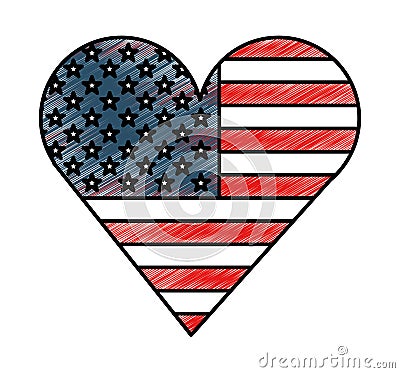 Heart with american flag Vector Illustration