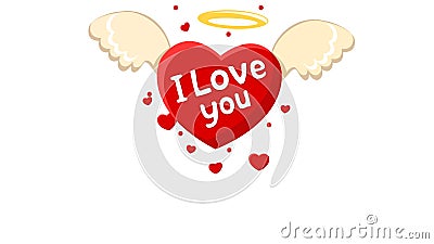 Heart with Angel Wings and the Text I Love You, Flying on a White. Looped  Animation Stock Footage - Video of holiday, happy: 170146328