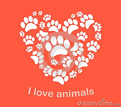 Heart animal's footprints vector illustration Vector Illustration