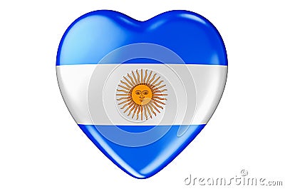 Heart with Argentinean flag, 3D rendering Stock Photo