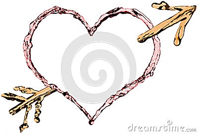 Heart and Arrow Isolated Stock Photo