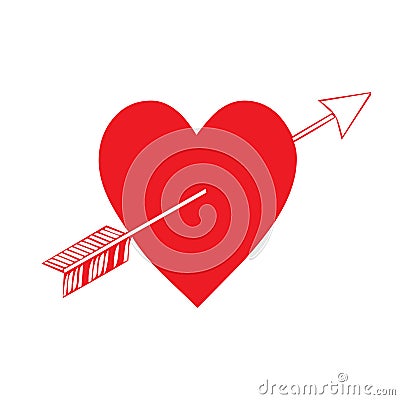 Heart With Arrow Shot Through Icon Vector Illustration