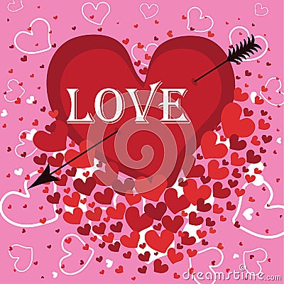 Heart with an arrow and the word love. Vector Vector Illustration