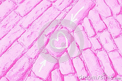 Heart and arrows. Pink and white abstract background. Roads lead to love concept Stock Photo