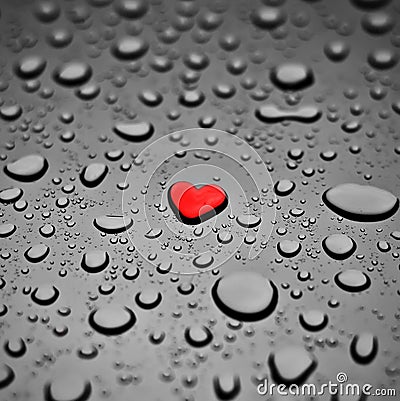 Heart as a rain drop Stock Photo