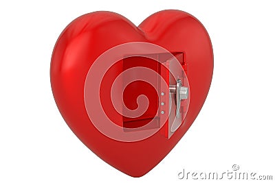 Heart as a safe isolated on white background. 3D illustration Cartoon Illustration