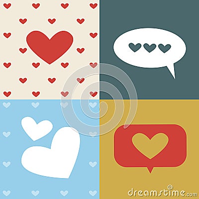 Heart as a symbol of romance, online love correspondence concept, flat vector stock illustration as a square card Cartoon Illustration