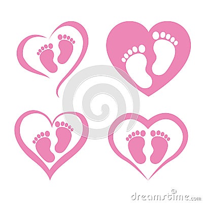 Heart Baby Feet Vector Illustration