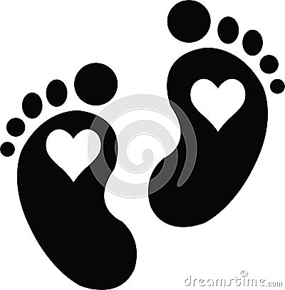 Heart Baby Feet Jpeg with svg vector cut file for cricut and silhouette Stock Photo