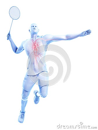 The heart of a badminton player Cartoon Illustration