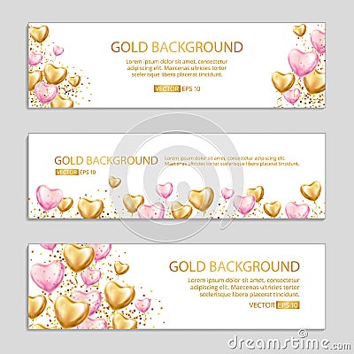 Heart balloon banners Vector Illustration