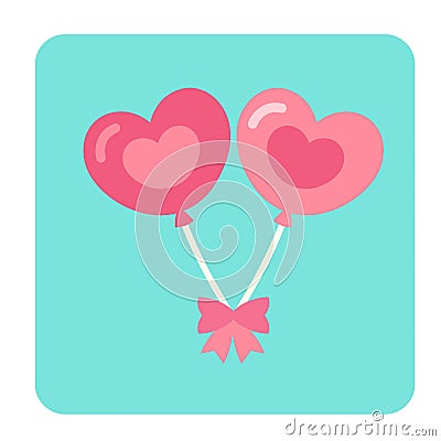 Heart Balloon Flat Icon Vector Illustration