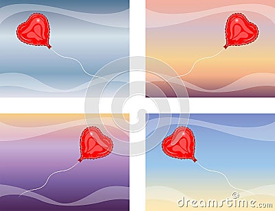 Heart Balloon Flying vector love Vector Illustration