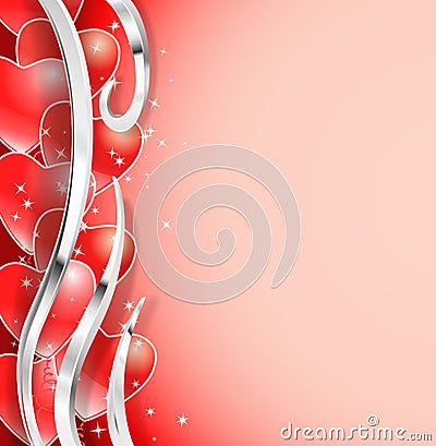 Heart balloons border background Vector Illustration