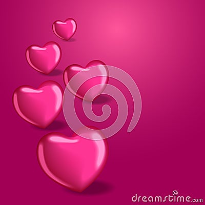 Heart balloons with shadow. Beautiful template for your design. Cartoon Illustration