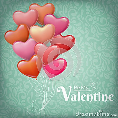 Heart balloons for Valentine`s Day Vector Illustration