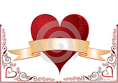 Heart with banner Vector Illustration