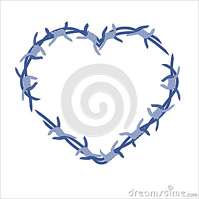 Heart barbed wire fence barrier frame illustration Vector Illustration