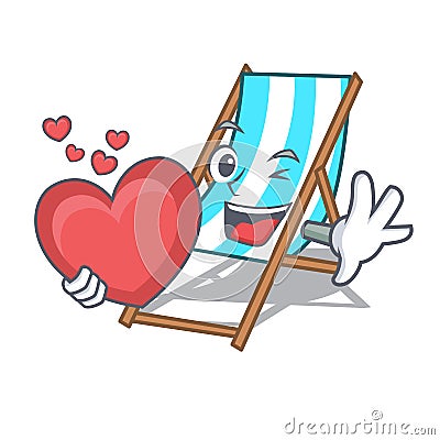 With heart beach chair mascot cartoon Vector Illustration
