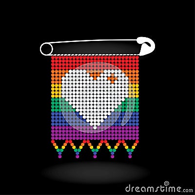 Editable vector clipart of pride LGBTQ flag with heart Vector Illustration