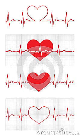 Heart beat. Cardiogram. Cardiac cycle. Medical icon. Vector Illustration