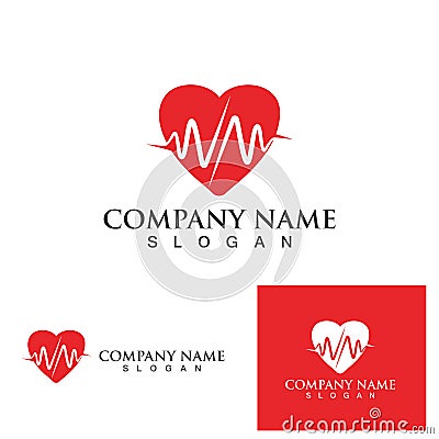 Heart beat hopital logo vector template Vector Illustration