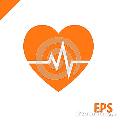 Heart beat icon stock vector illustration flat design Vector Illustration