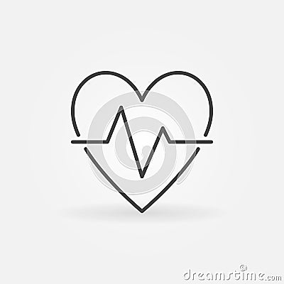 Heart beat outline icon - vector heartbeat pulse concept sign Vector Illustration