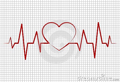 Heart beats, cardiogram.Pulse of life line forming heart shape. Medical design.Healthcaremedical background with cardiogram.vector Stock Photo