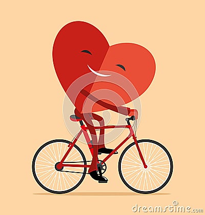 Heart on a bicycle. Vector Illustration