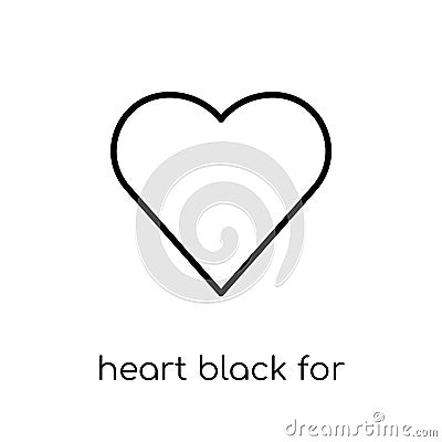 Heart black for valentines icon. Trendy modern flat linear vecto Vector Illustration