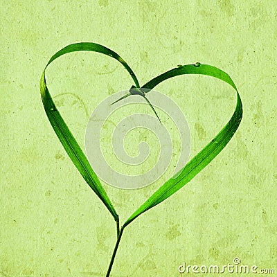 Heart with blades of grass, wallpaper Stock Photo