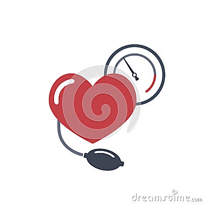 Heart, blood pressure measuring. Vector Illustration