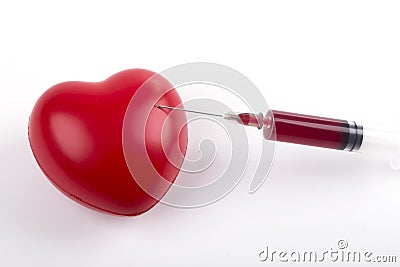 Heart blood syringe Stock Photo