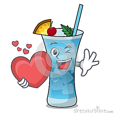 With heart blue hawaii mascot cartoon Vector Illustration