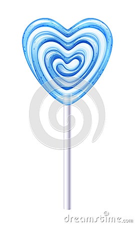 Heart blue lollipop candy vector illustration. Vector Illustration