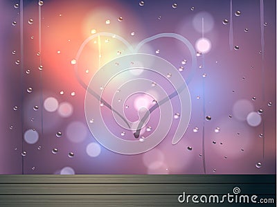 Heart and bokeh on mirror vector abstract background Vector Illustration