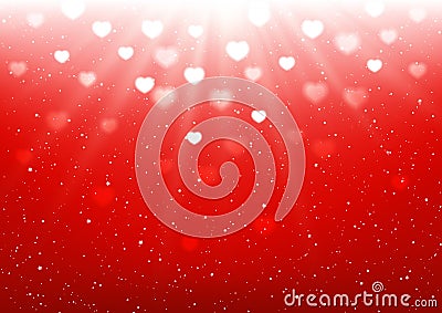 Heart bokeh on red background Vector Illustration