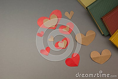 Heart and books on a gray background Stock Photo