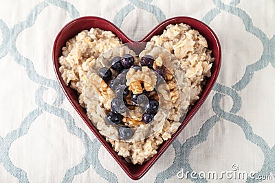 Heart Bowl of Oatmeal place mat Stock Photo