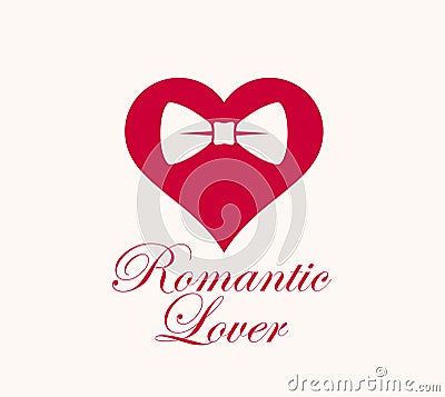 Heart with bowtie romantic lover gentleman hipster vector Vector Illustration