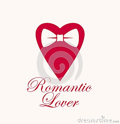 Heart with bowtie romantic lover gentleman hipster vector Vector Illustration