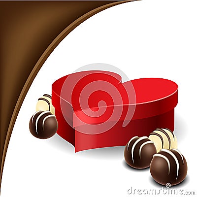 Heart box with chocolate praline Vector Illustration